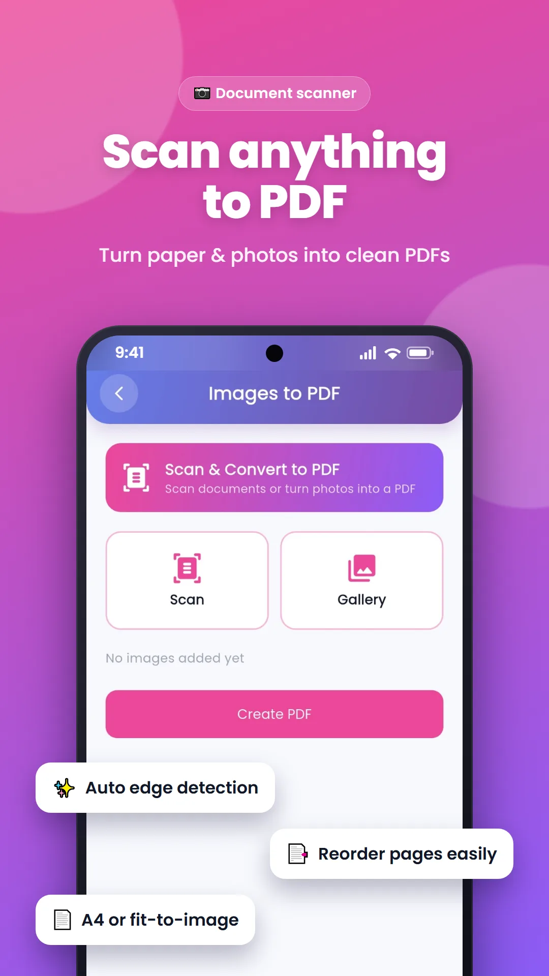 PageMate: Scan paper or photos into clean PDFs, with automatic edge detection