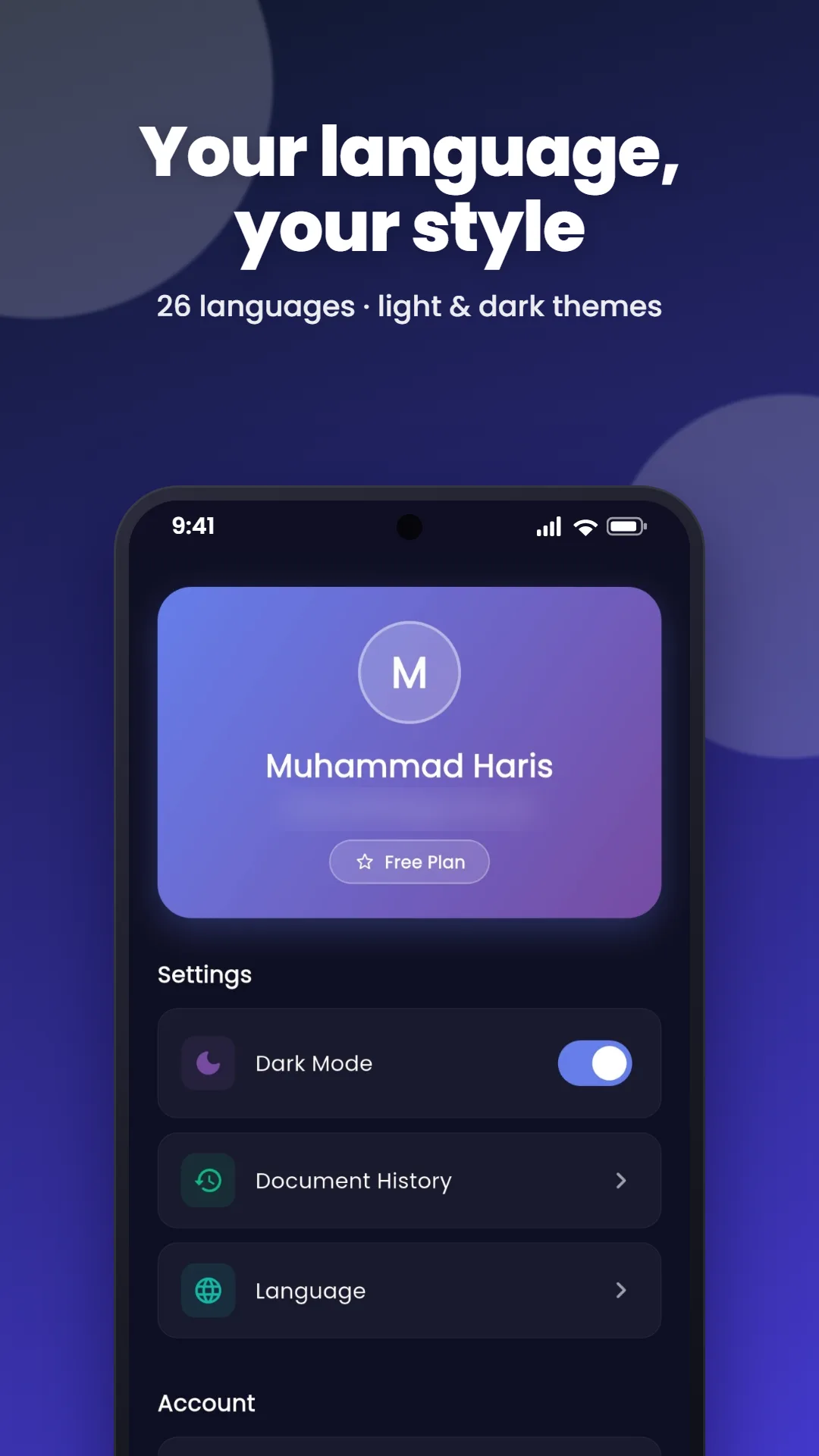 PageMate: 26 languages, with light and dark themes